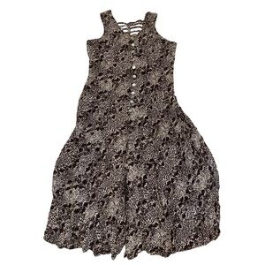 Dressbarn Size 10 Animal Print Maxi Dress with Criss-Cross Back